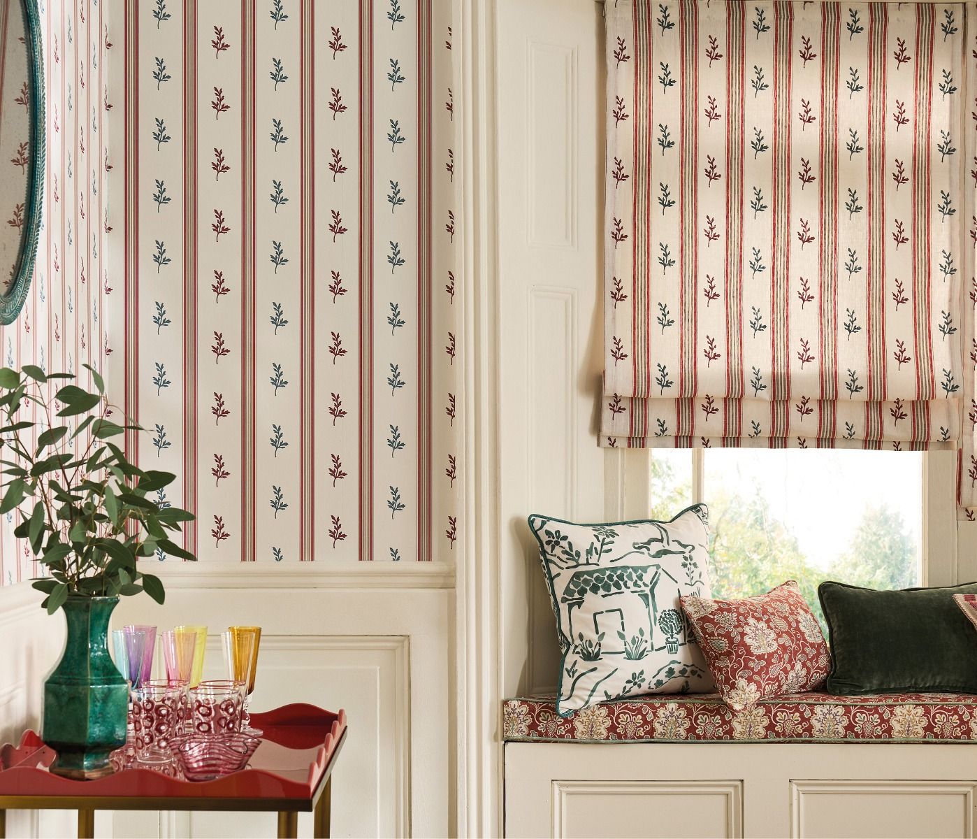 NC Honfleur Anduze Green/Ochre/Chocolate - Nina Campbell - NCF4586-02 Fabric