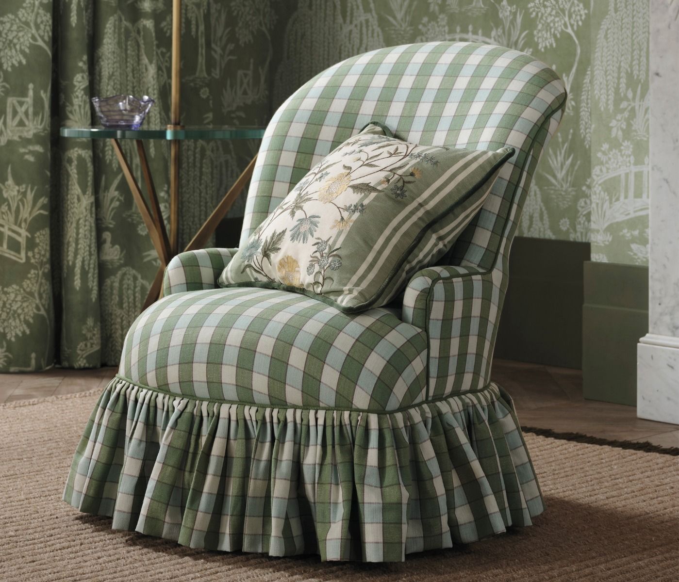 NC Honfleur Check Green - Nina Campbell - NCF4582-04 Fabric