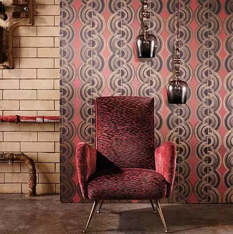 Fantasque Lempicka Stone/ Pale Slate - Osborne & Little - W6898-02 Wallcovering