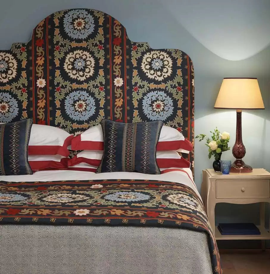 Aqua/Ochre/Ivory -Fabric - Nina Campbell Fabric