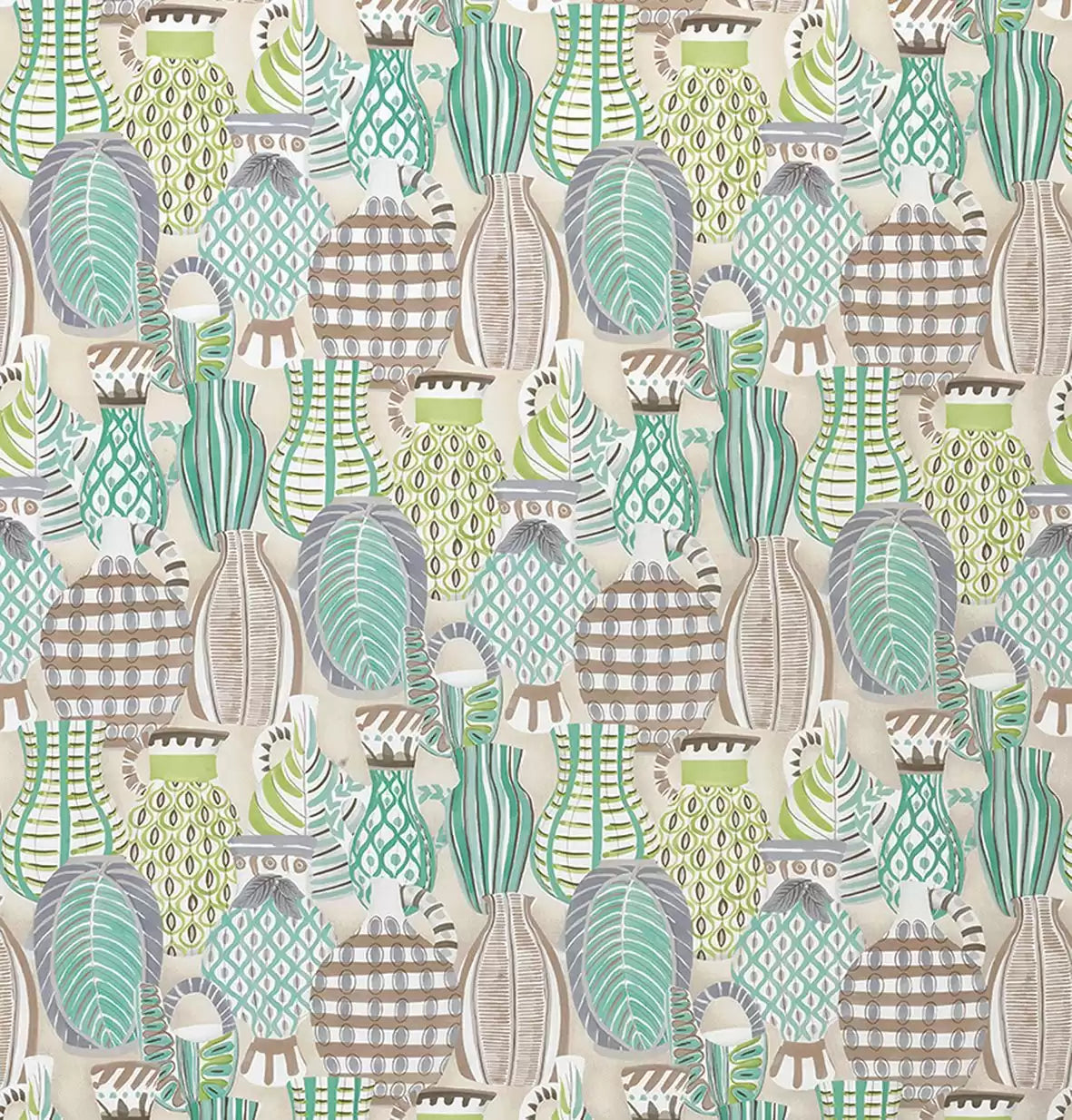 Les Rêves Collioure Aqua/Green/Lilac -Fabric - Nina Campbell Fabric