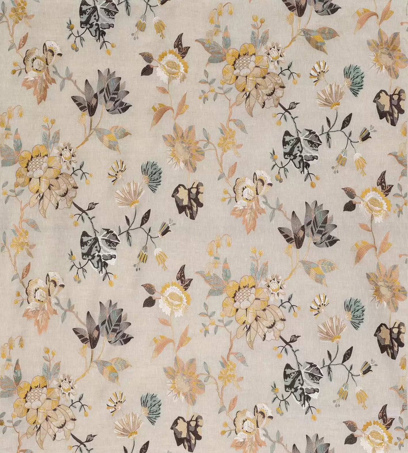 Les Indiennes Nemours Yellow/Aqua -Fabric