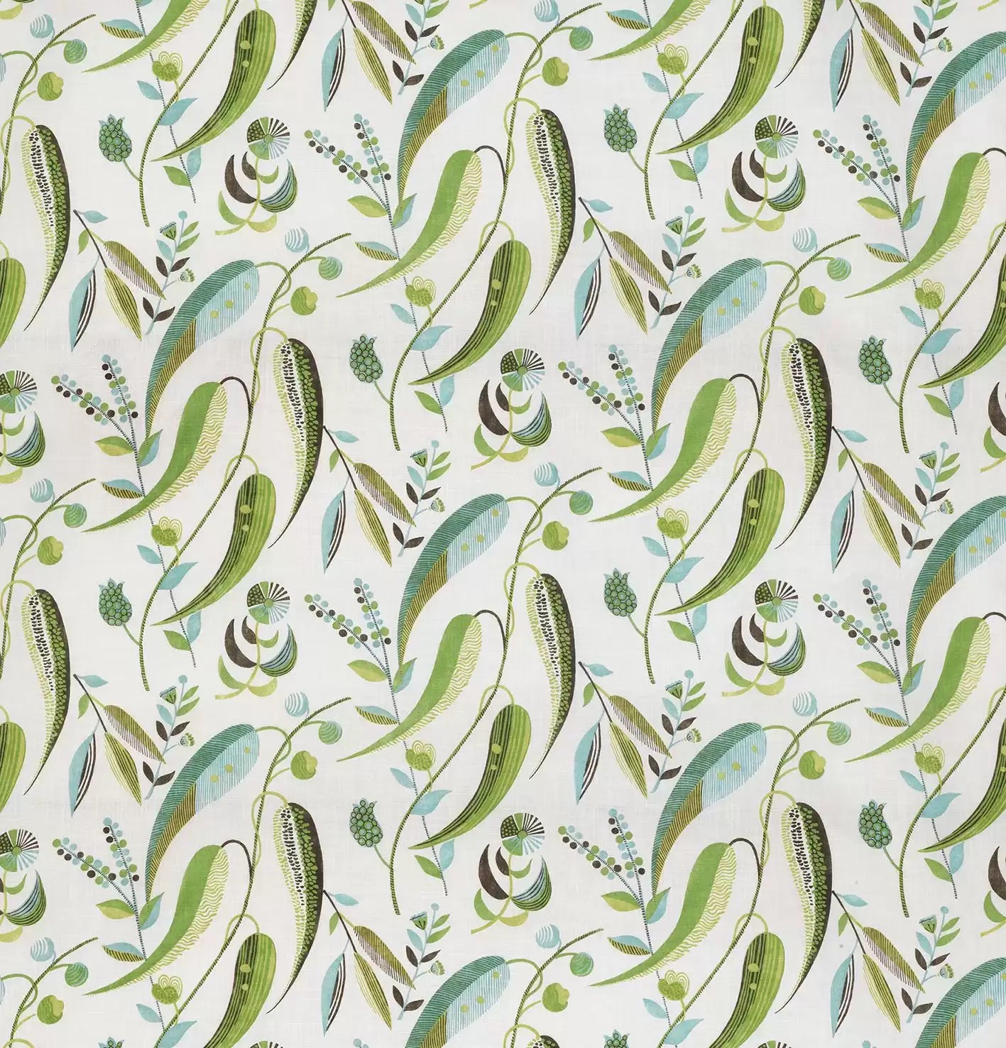 Les Indiennes Colbert Green -Fabric - Nina Campbell Fabric