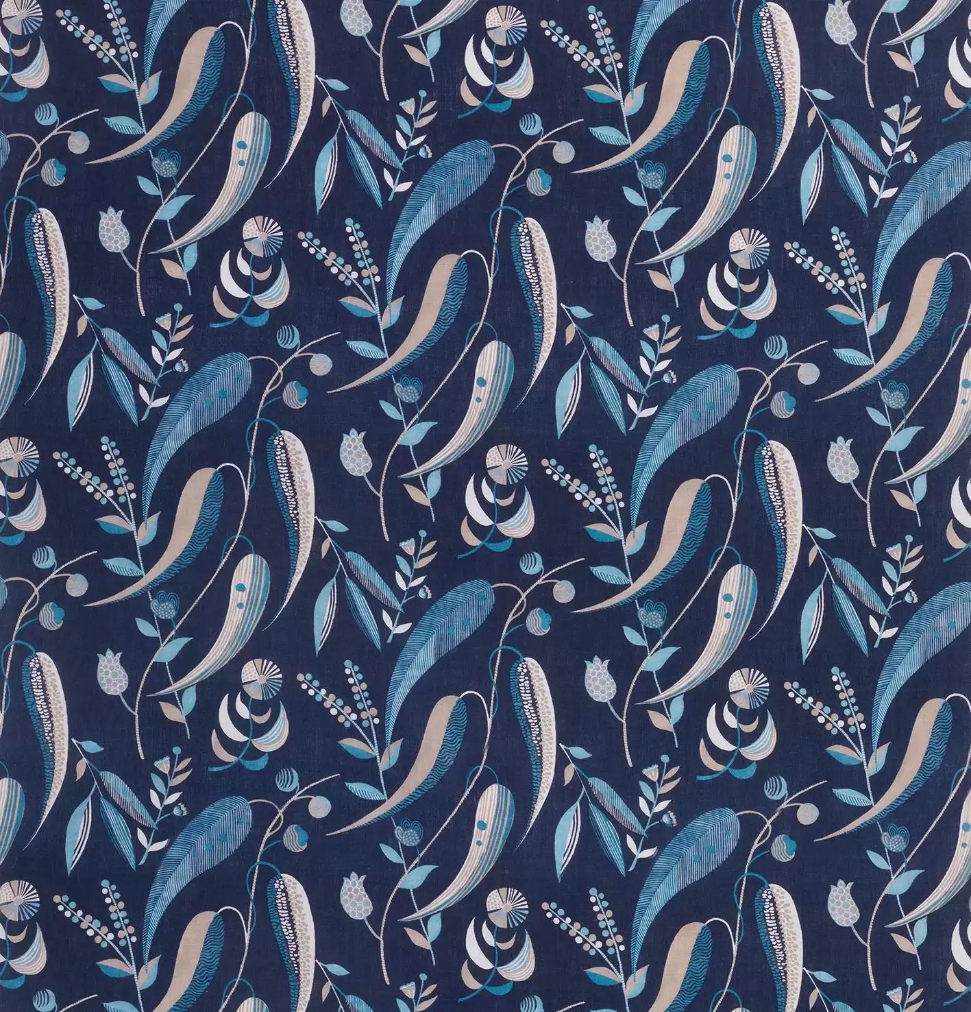 Les Indiennes Colbert Blue -Fabric - Nina Campbell Fabric