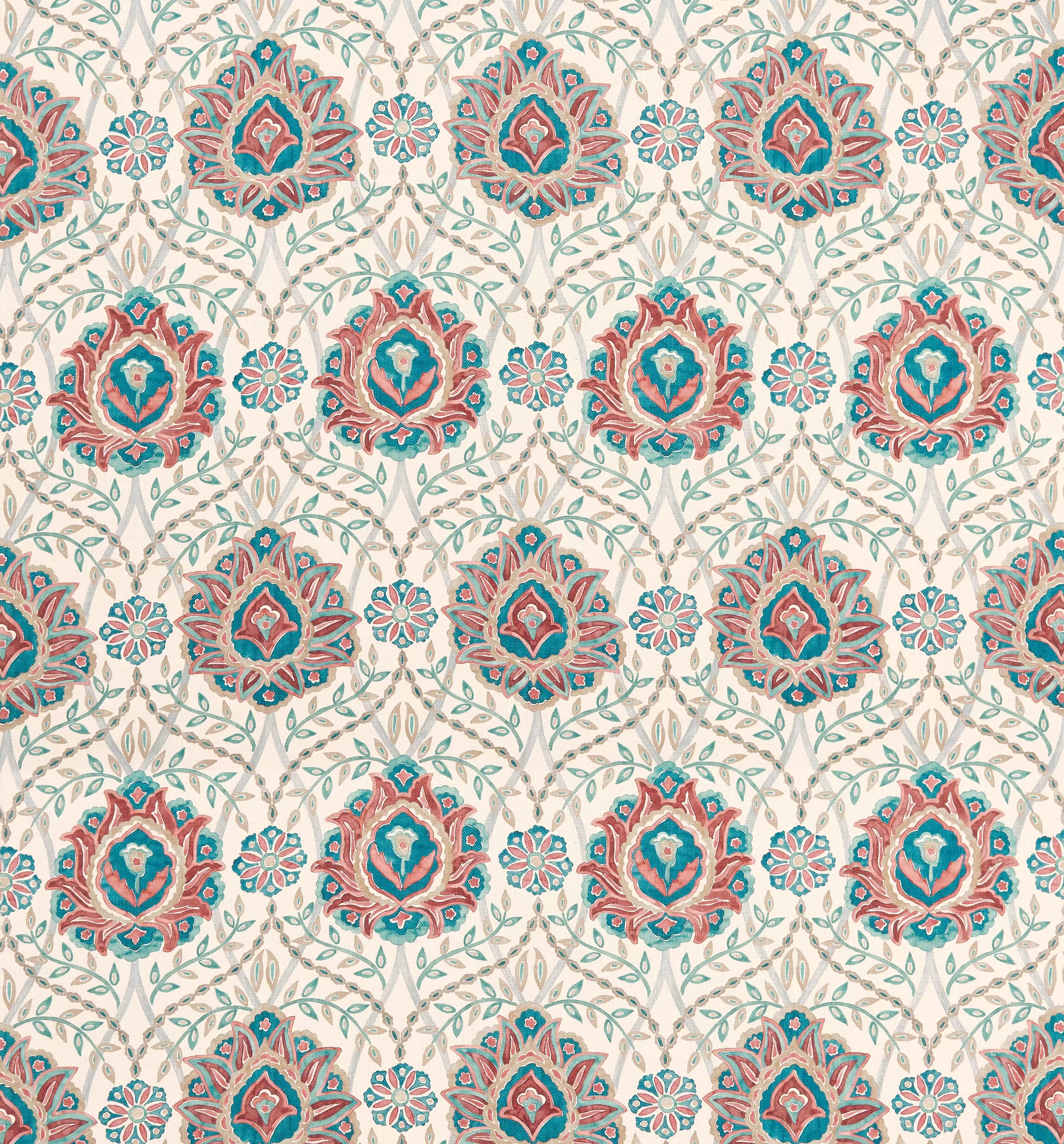 Topkapi Red/Teal -Fabric - Nina Campbell Fabric