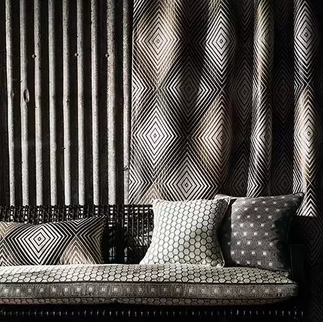 Fantasque Normandie Gilver/Cacao/Black - Osborne & Little - F6863-02 Fabric