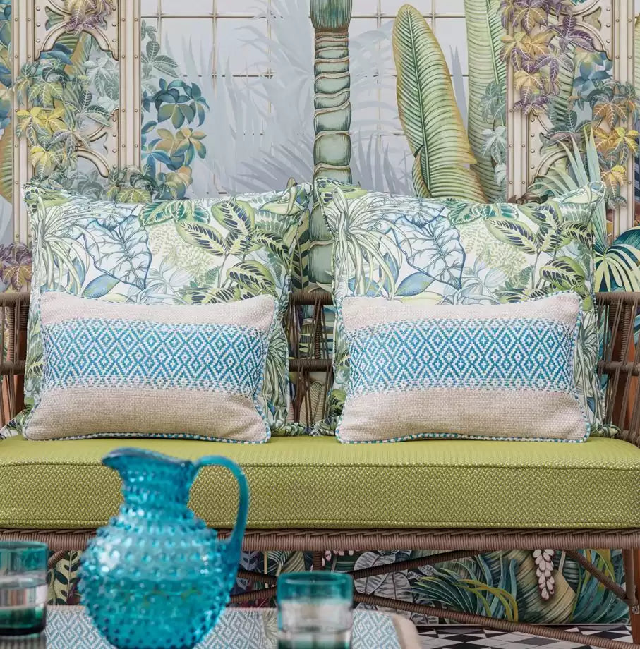 Summerhouse Hothouse Teal/Charcoal - Osborne & Little - F7440-02 Fabric