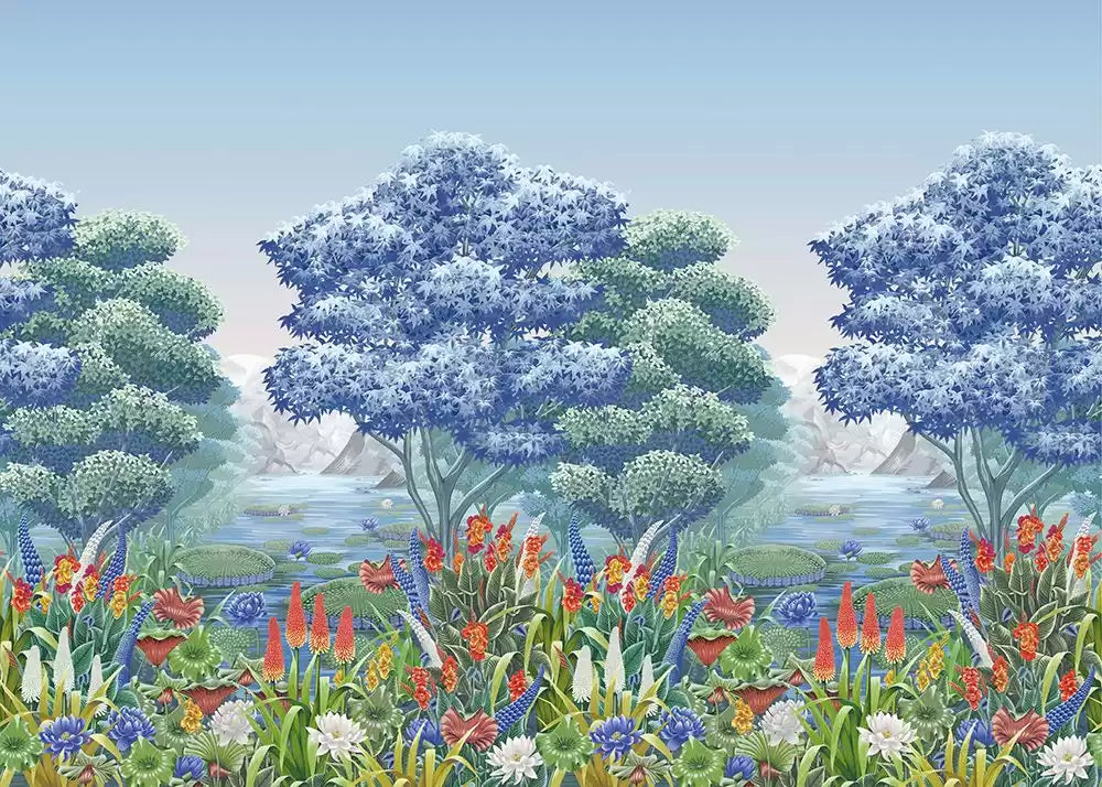 Rhapsody Elysium Mural Cobalt. - Osborne & Little - W7810-01 Wallcovering