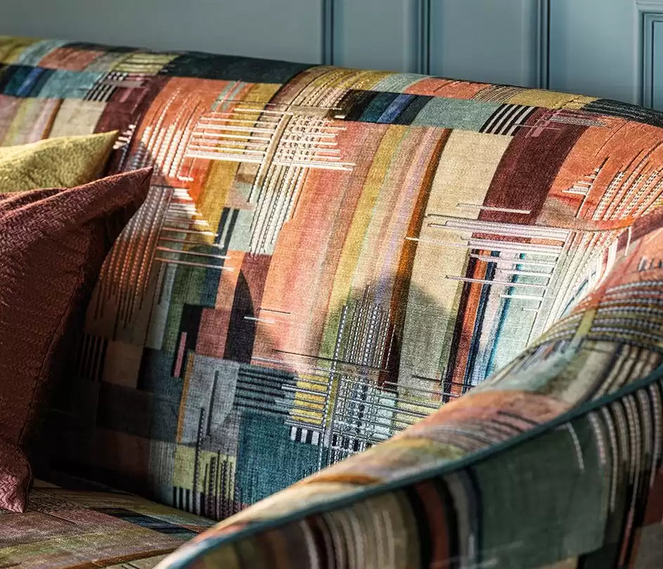 Viviana Chromatica Charcoal/Linen/Copper - Osborne & Little - F7744-02 Fabric