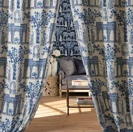 Coromandel Pavilion Garden Charcoal - Nina Campbell - NCF4244-02 Fabric