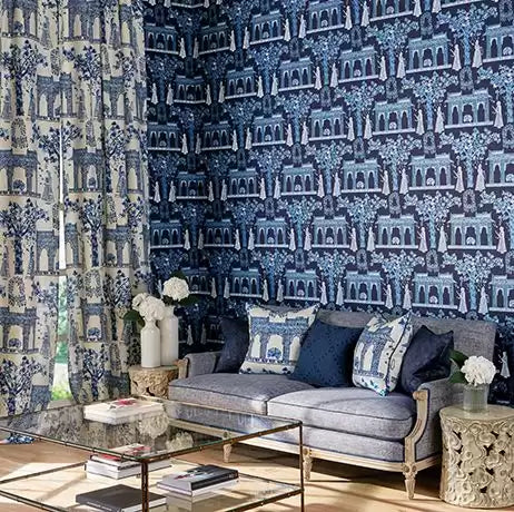 Coromandel Pavilion Garden Silver - Nina Campbell - NCW4272-02 Wallcovering