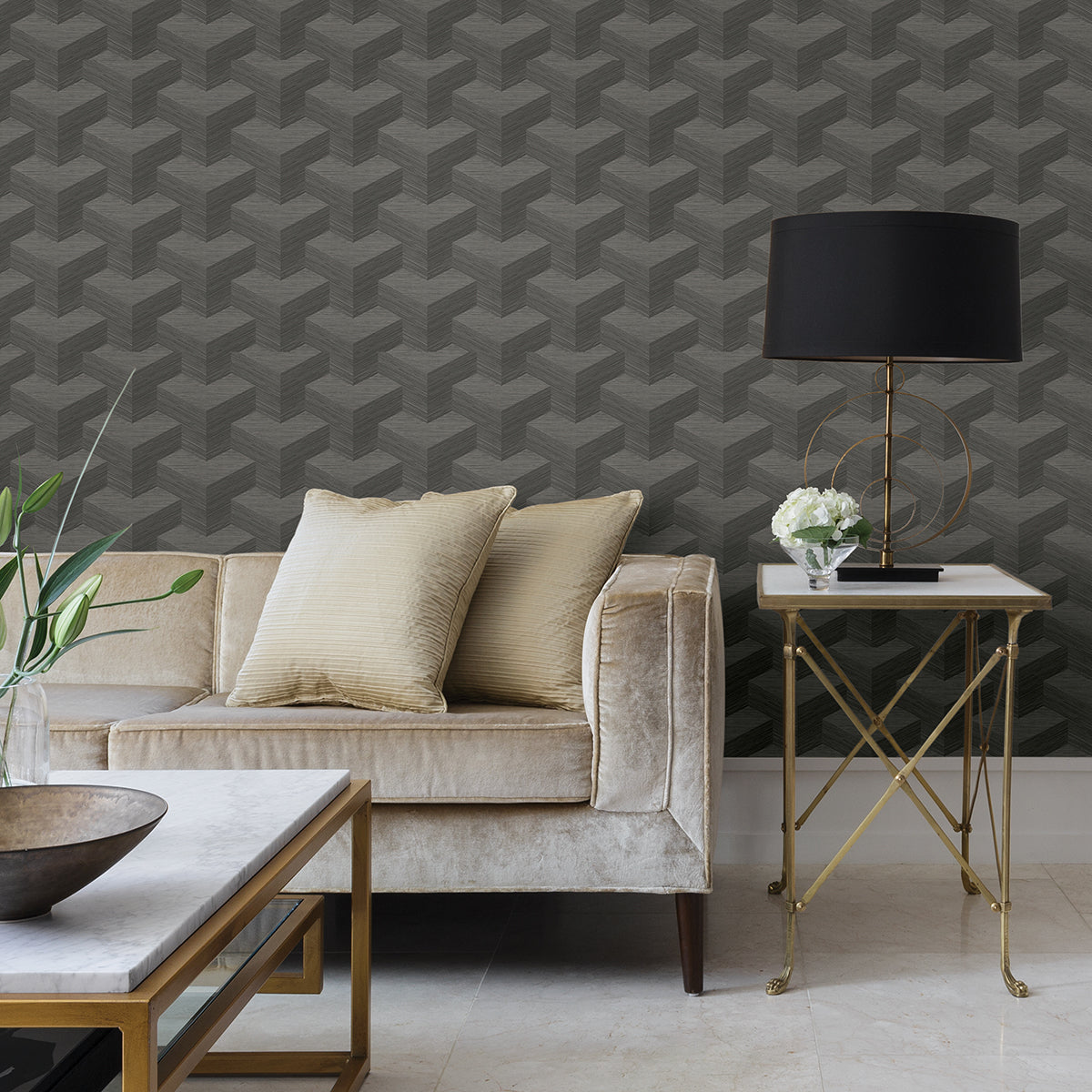 Y Knot Grey Geometric Texture Wallpaper - York Wallcovering - 2829-82067