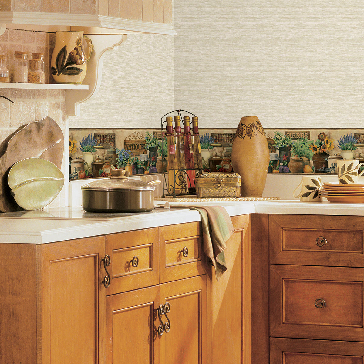 Brittany Black Antiques & Herbs Border - Brewster Wallcovering