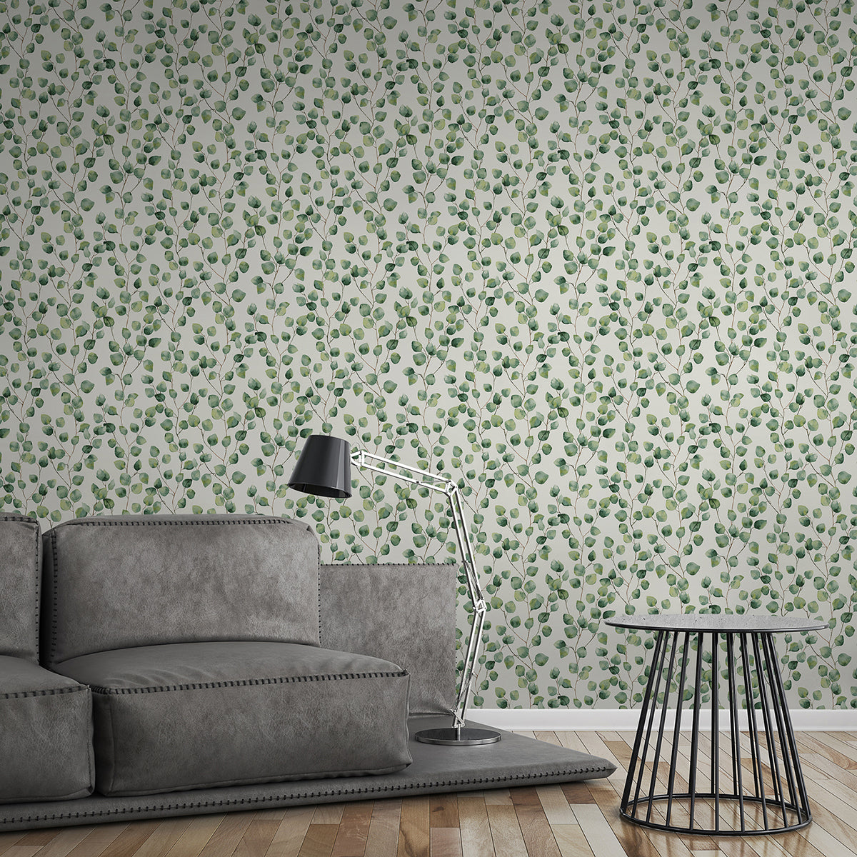Hedera Green Painterly Vine Wallpaper - Brewster Wallcovering