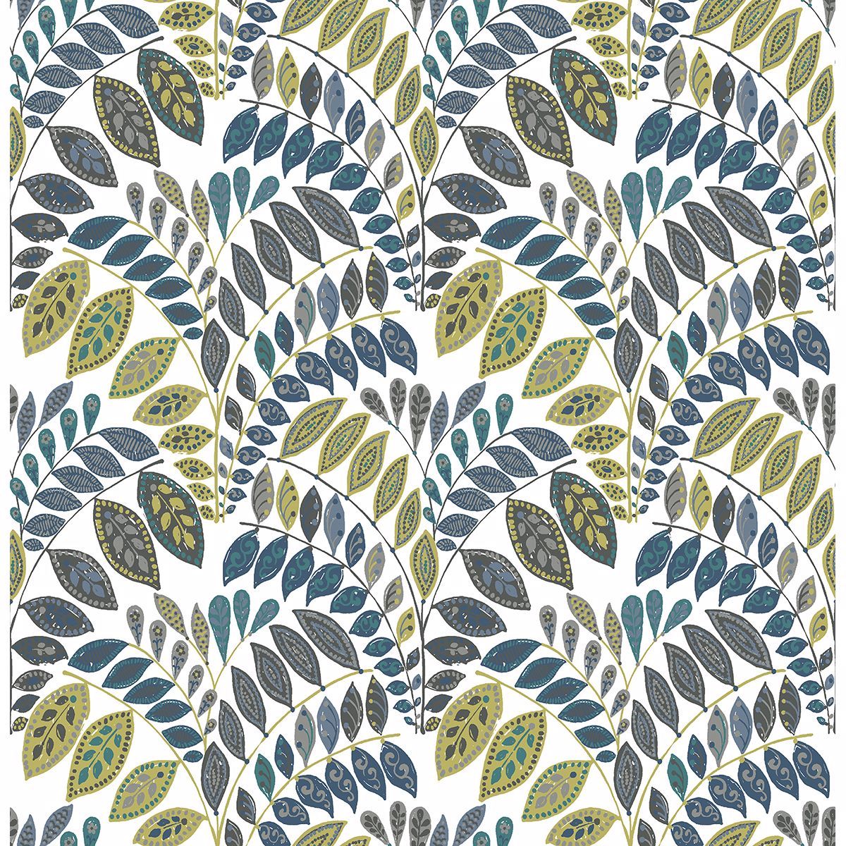 Picture of Fiddlehead Green Botanical Wallpaper