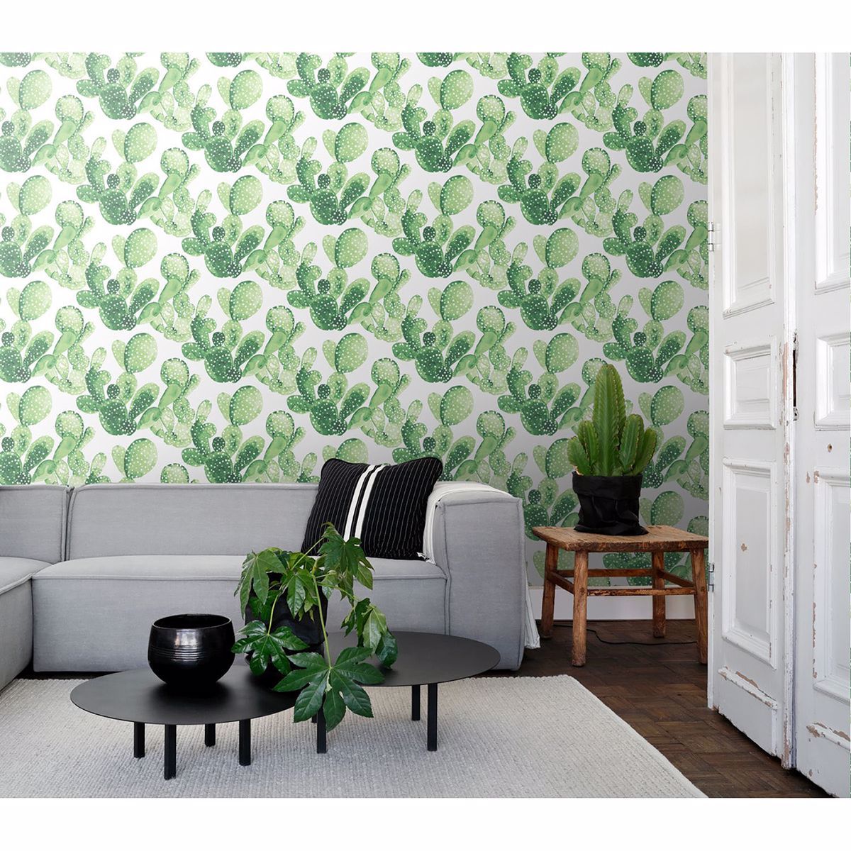 Mimi Green Cactus Wallpaper - Brewster Wallcovering