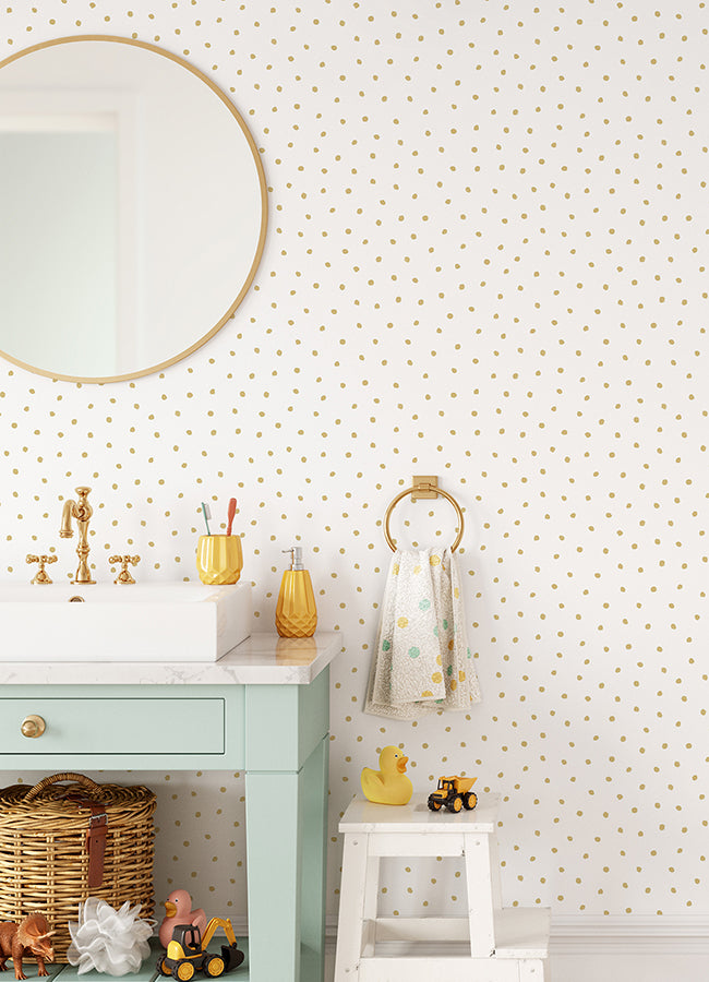 Pixie Gold Dots Wallpaper - 4060-138937 - York Wallcovering