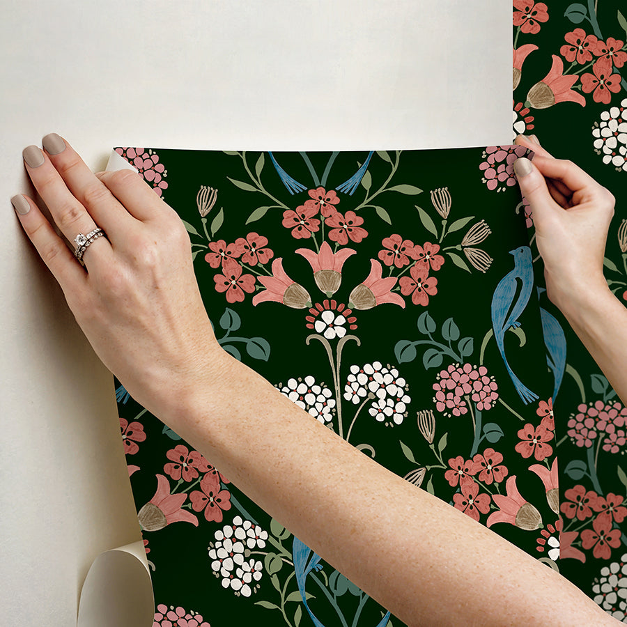 Green Multi Meadow Song Peel and Stick Wallpaper - Brewster Wallcovering