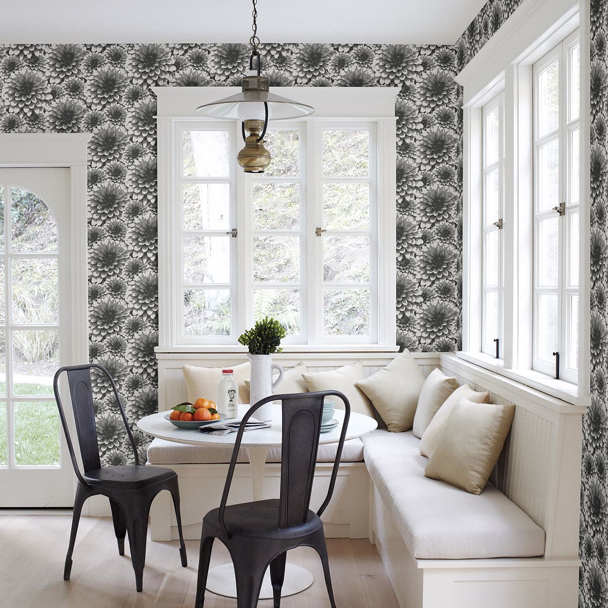 Umbra Charcoal Floral Wallpaper - Brewster Wallcovering