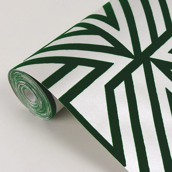 Helios Green Geometric Wallpaper - Brewster Wallcovering