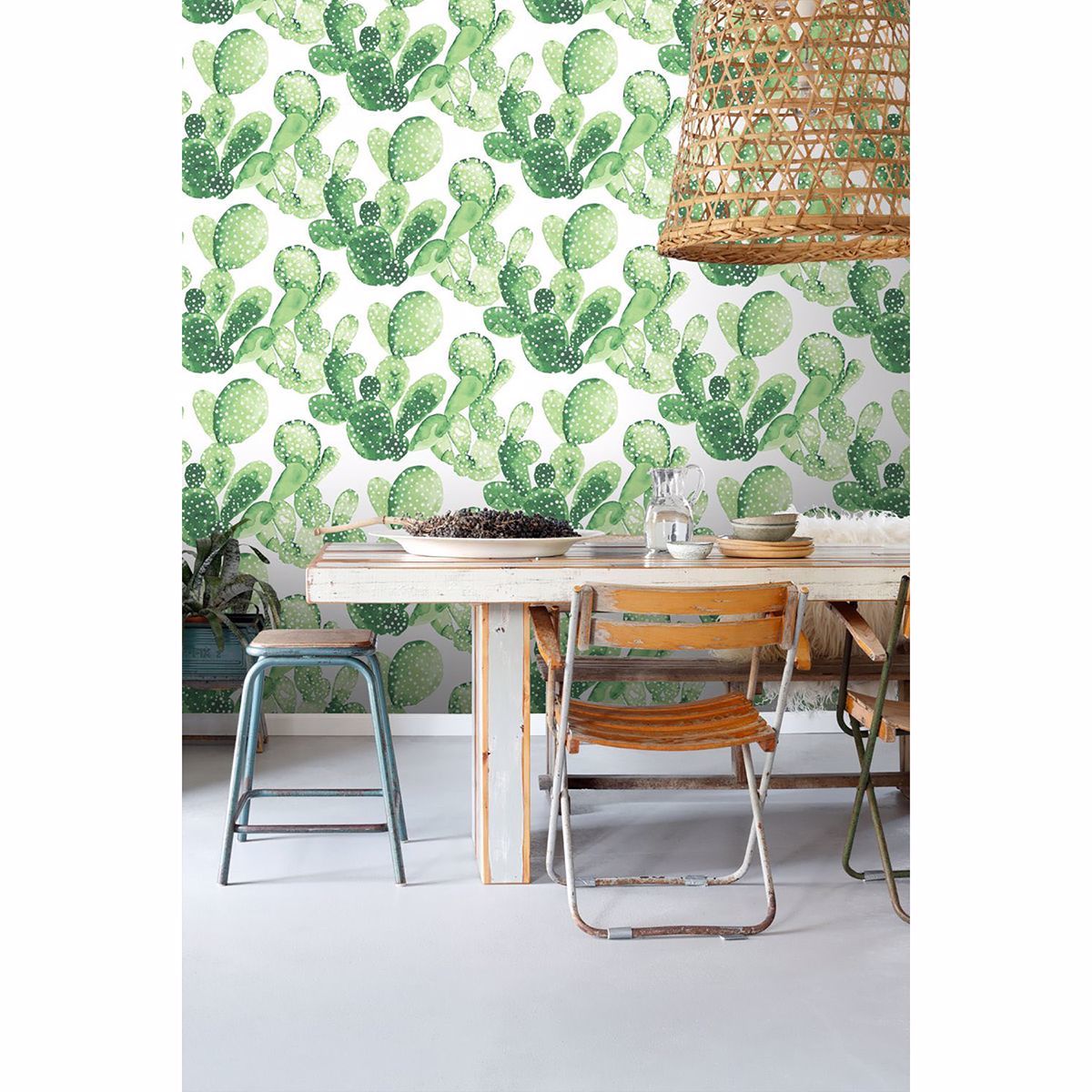 Mimi Green Cactus Wallpaper - Brewster Wallcovering