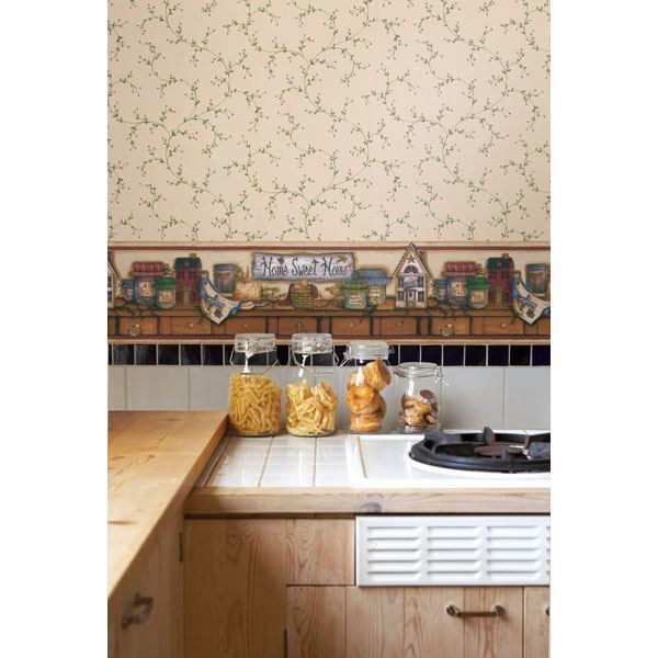 Home Sweet Home Display Shelf Border - Brewster Wallcovering