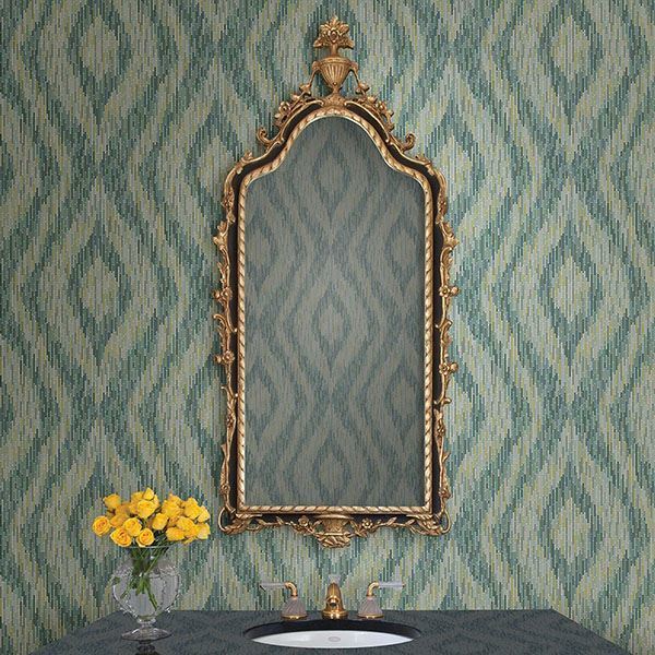 Ethereal Green Ogee Wallpaper - Brewster Wallcovering