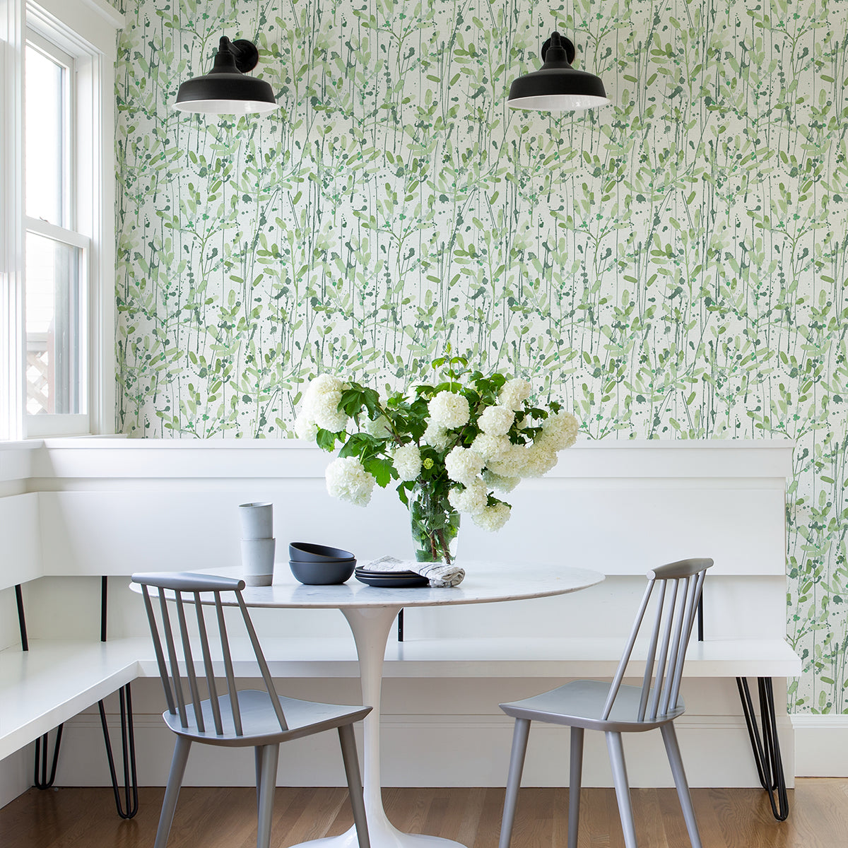 Leandra Green Floral Trail Wallpaper - Brewster Wallcovering