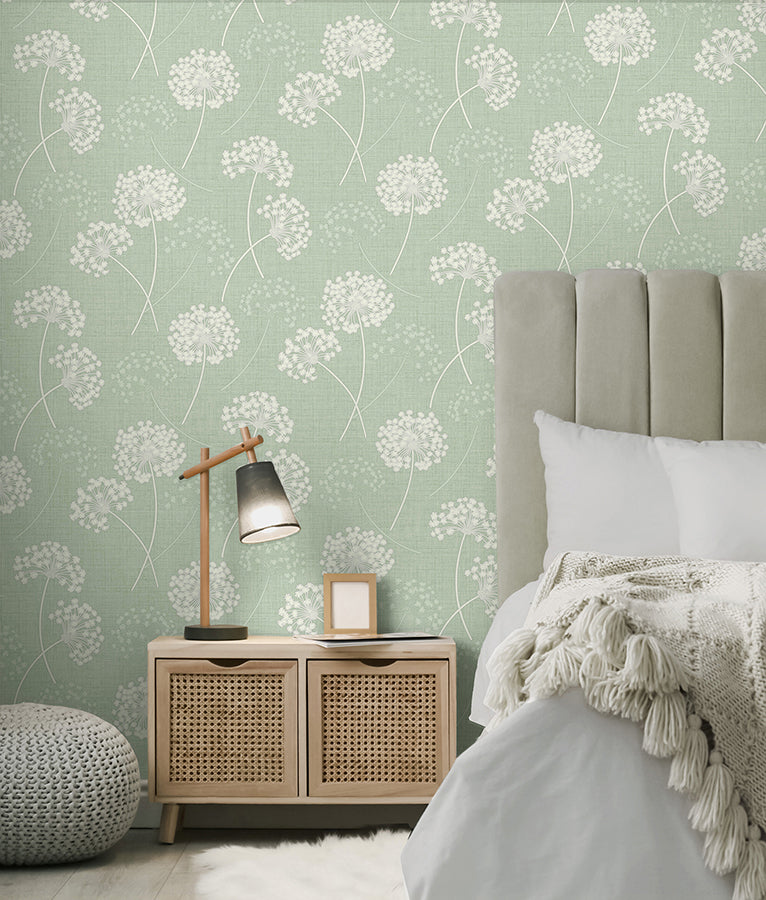 Grace Green Floral Wallpaper - Brewster Wallcovering