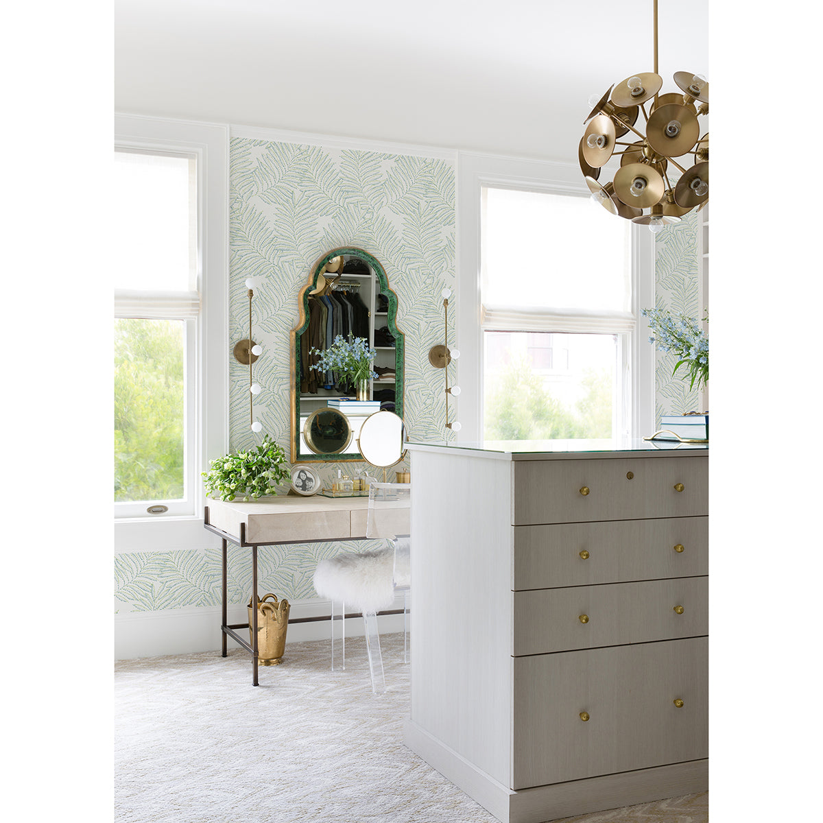 Finnley Green Inked Fern Wallpaper - Brewster Wallcovering