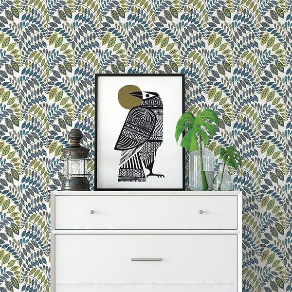 Fiddlehead Green Botanical Wallpaper - Brewster Wallcovering