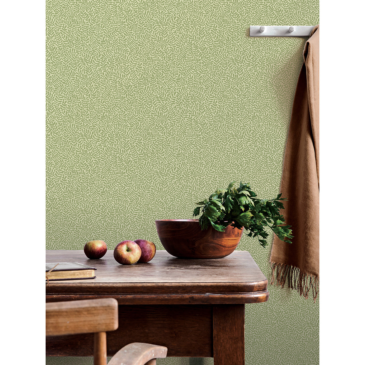 Anna Light Green Fern Trail Wallpaper - Brewster Wallcovering