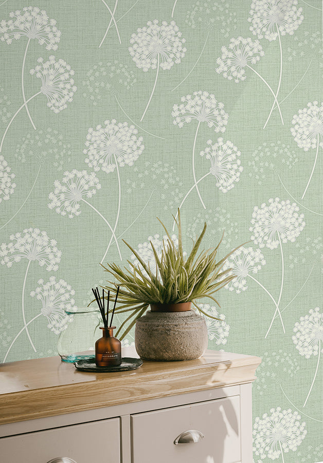 Grace Green Floral Wallpaper - Brewster Wallcovering