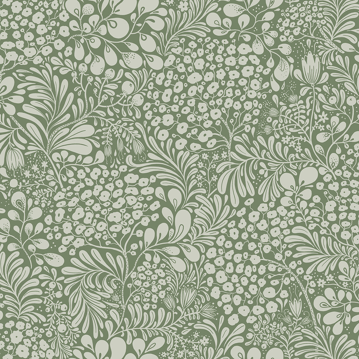 Picture of Siv Dark Green Botanical Wallpaper