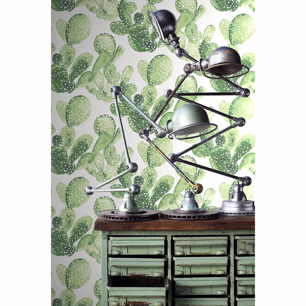 Mimi Green Cactus Wallpaper - Brewster Wallcovering