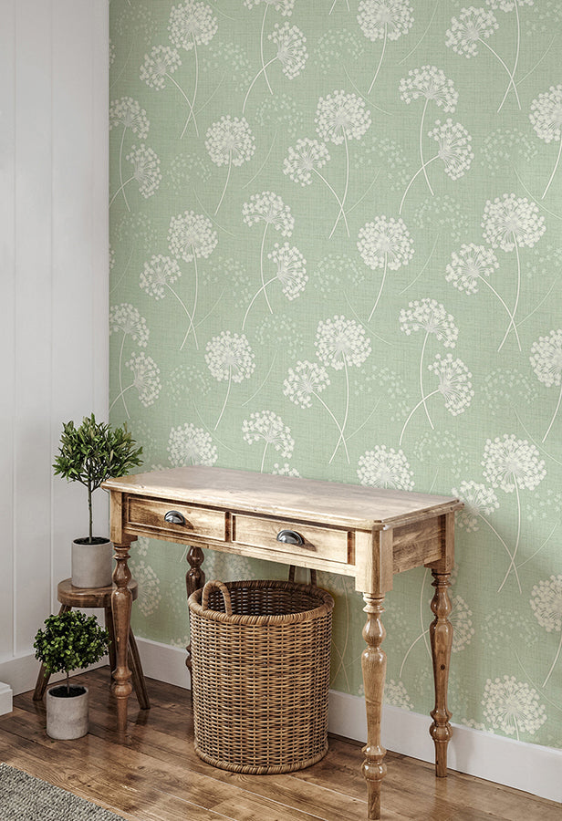 Grace Green Floral Wallpaper - Brewster Wallcovering