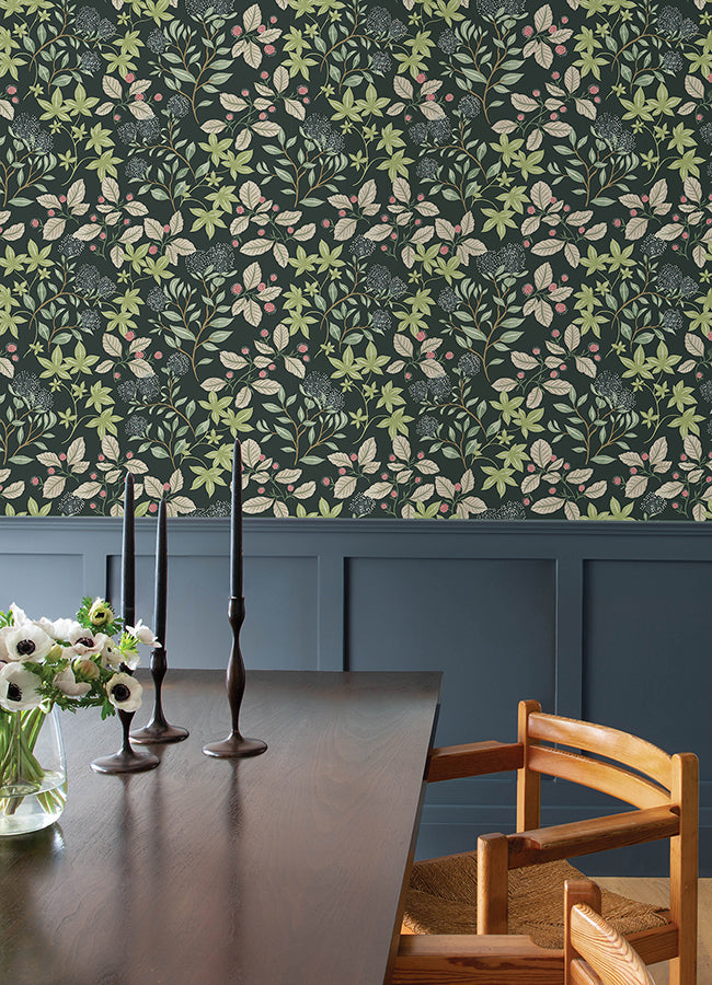 Mildred Evergreen Botanical Trail Wallpaper - Brewster Wallcovering