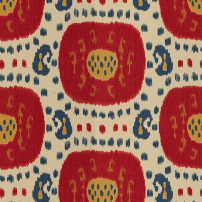 br-711101470-samarkand-cotton-and-linen-print-pompeian-redoxford-blue-brunschwig-fils - BRUNSCHWIG & FILS Fabric