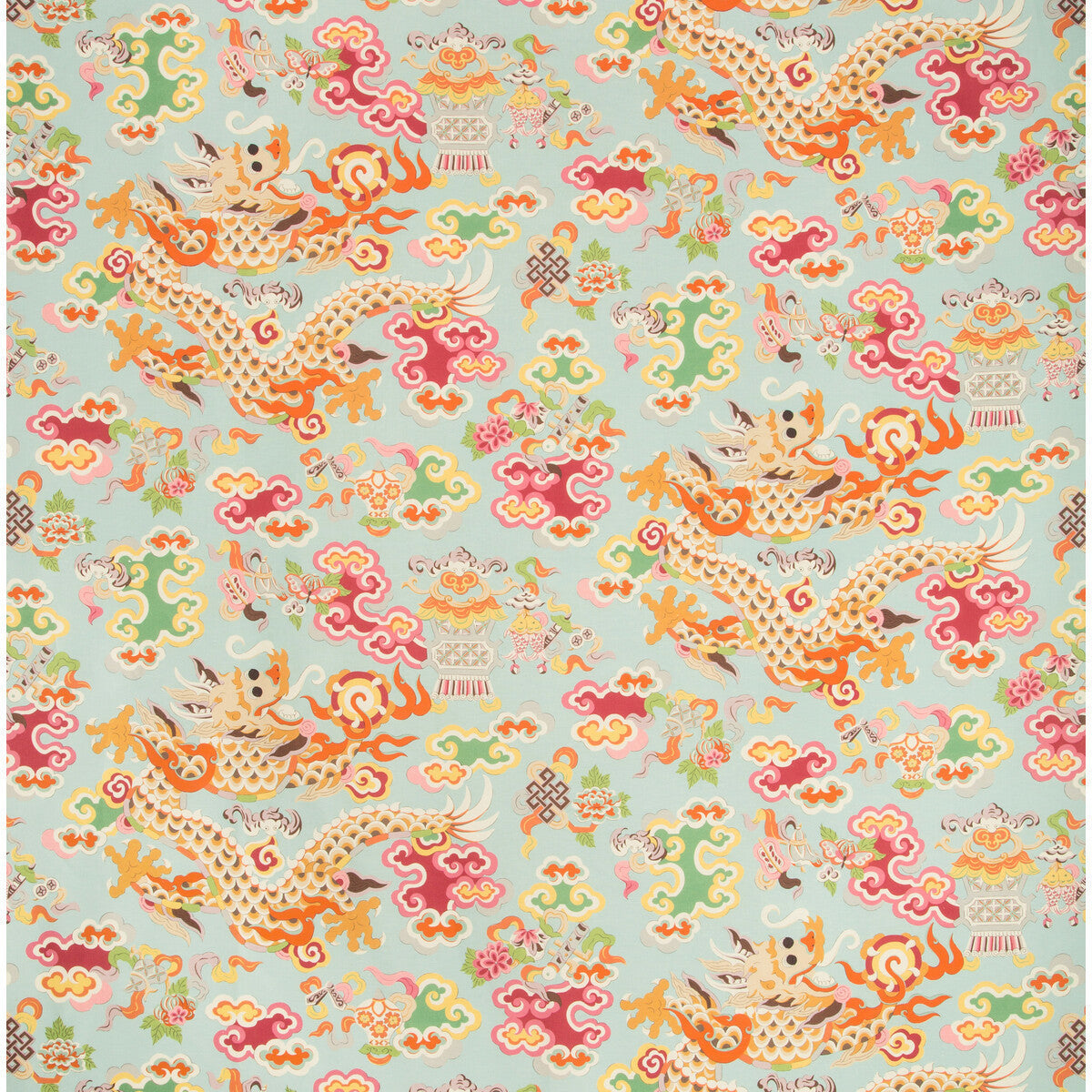 80191401370-ming-dragon-print-aqua-brunschwig-fils - BRUNSCHWIG & FILS Fabric