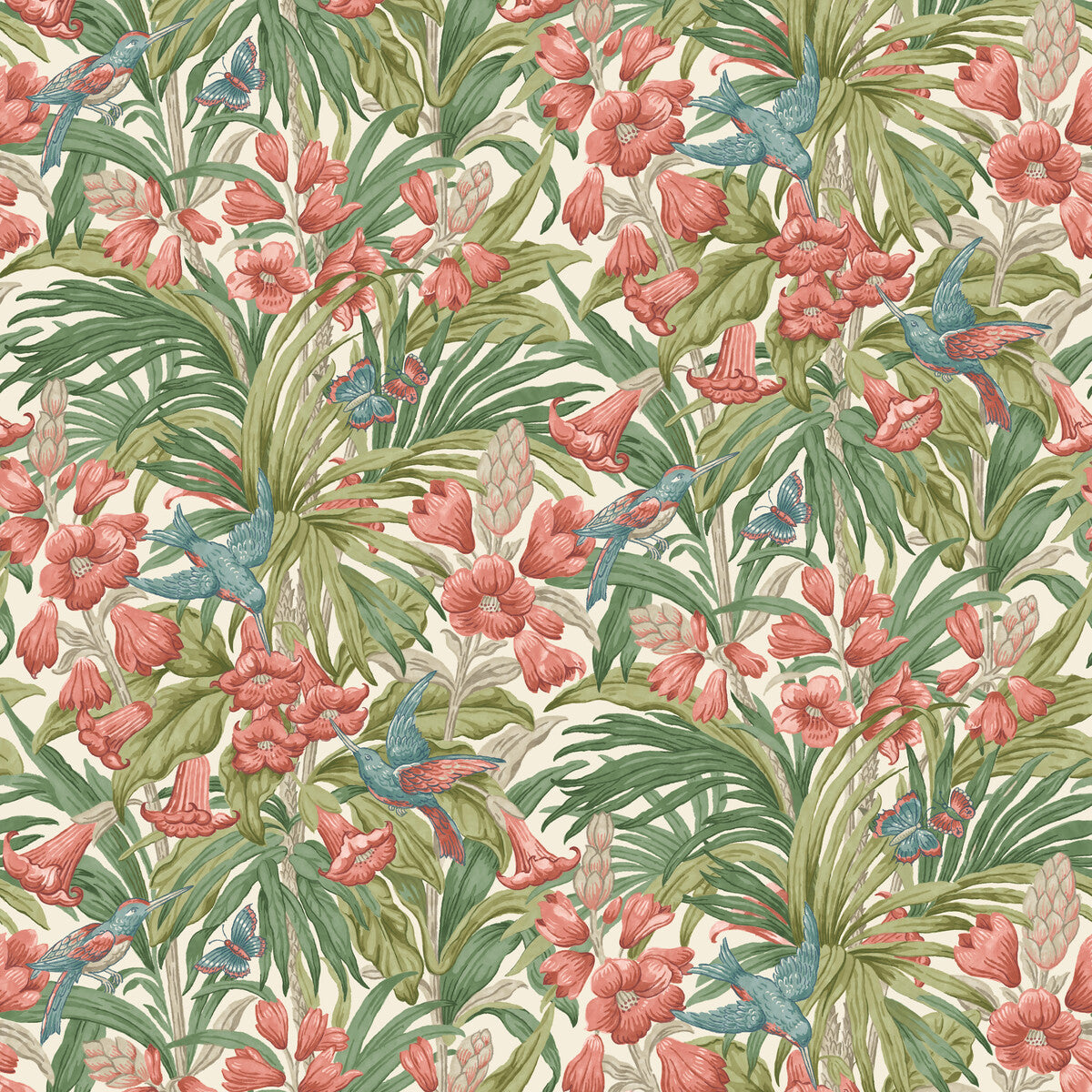 bw4510310-trumpet-flowers-redgreen-g-p-j-baker - G P & J BAKER Wallpaper