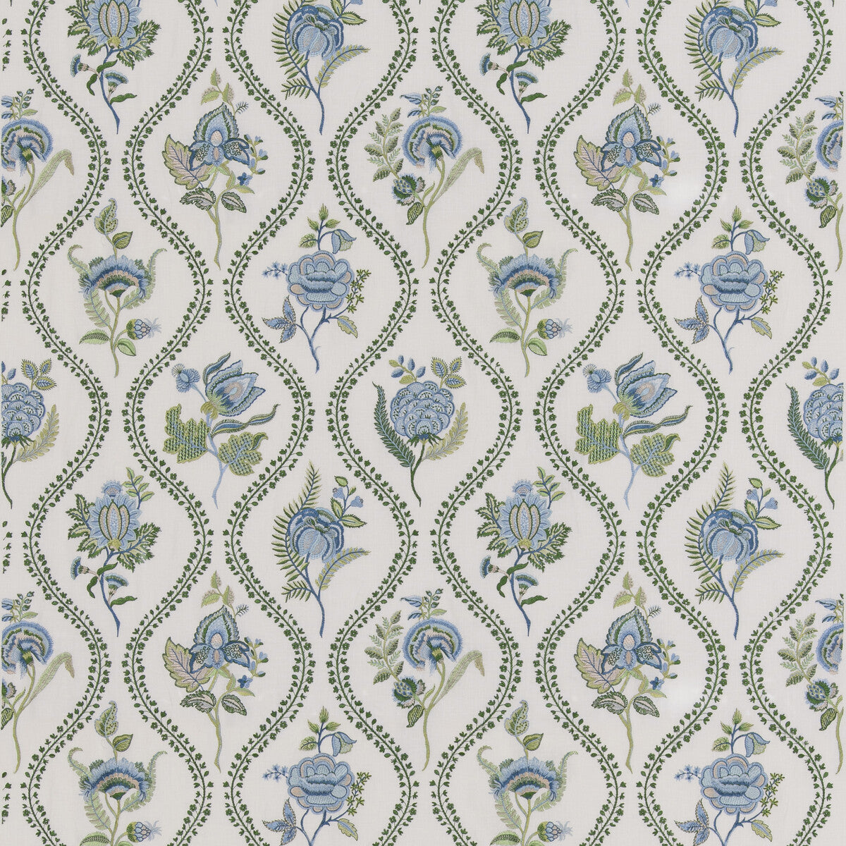 bf1102520-burford-embroidery-blueemerald-g-p-j-baker - G P & J BAKER Fabric