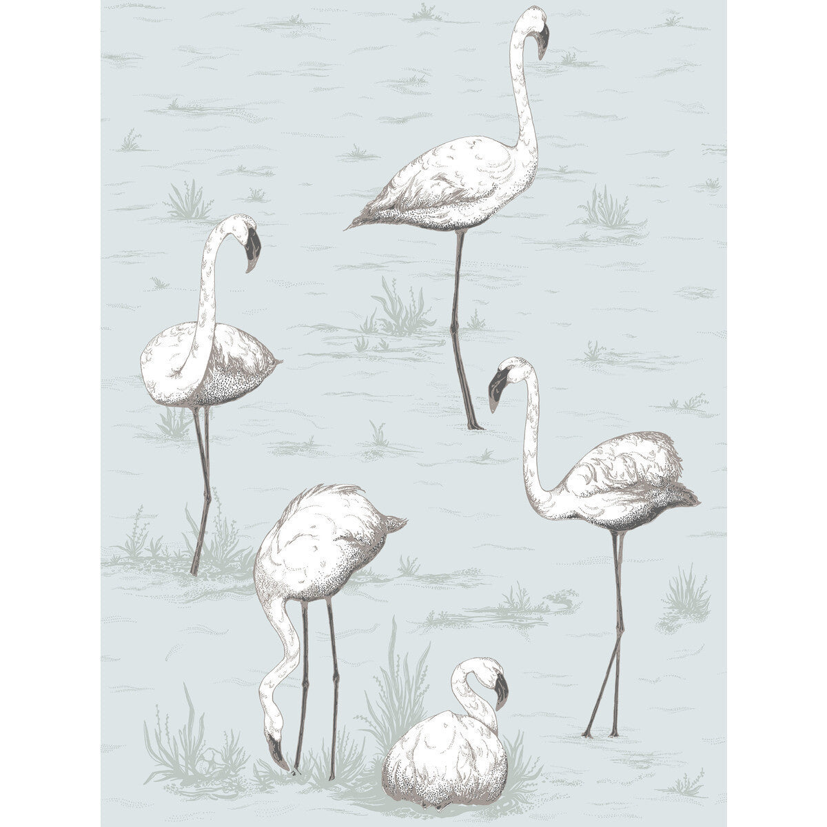 958047cs0-flamingos-charcoalaqua-cole-son - COLE & SON Wallpaper