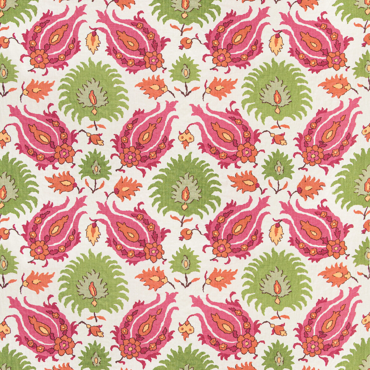 br-70002073120-kashmiri-linen-print-pinkgreen-brunschwig-fils - BRUNSCHWIG & FILS Fabric