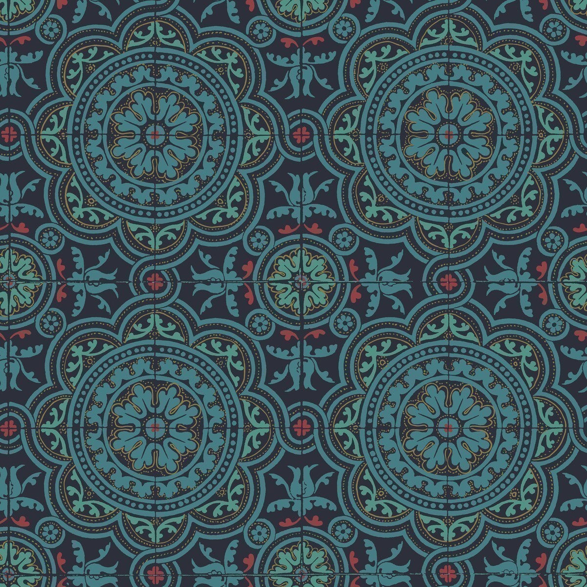 1178021cs0-piccadilly-petrolredmetallic-gold-on-ink-cole-son - COLE & SON Wallpaper