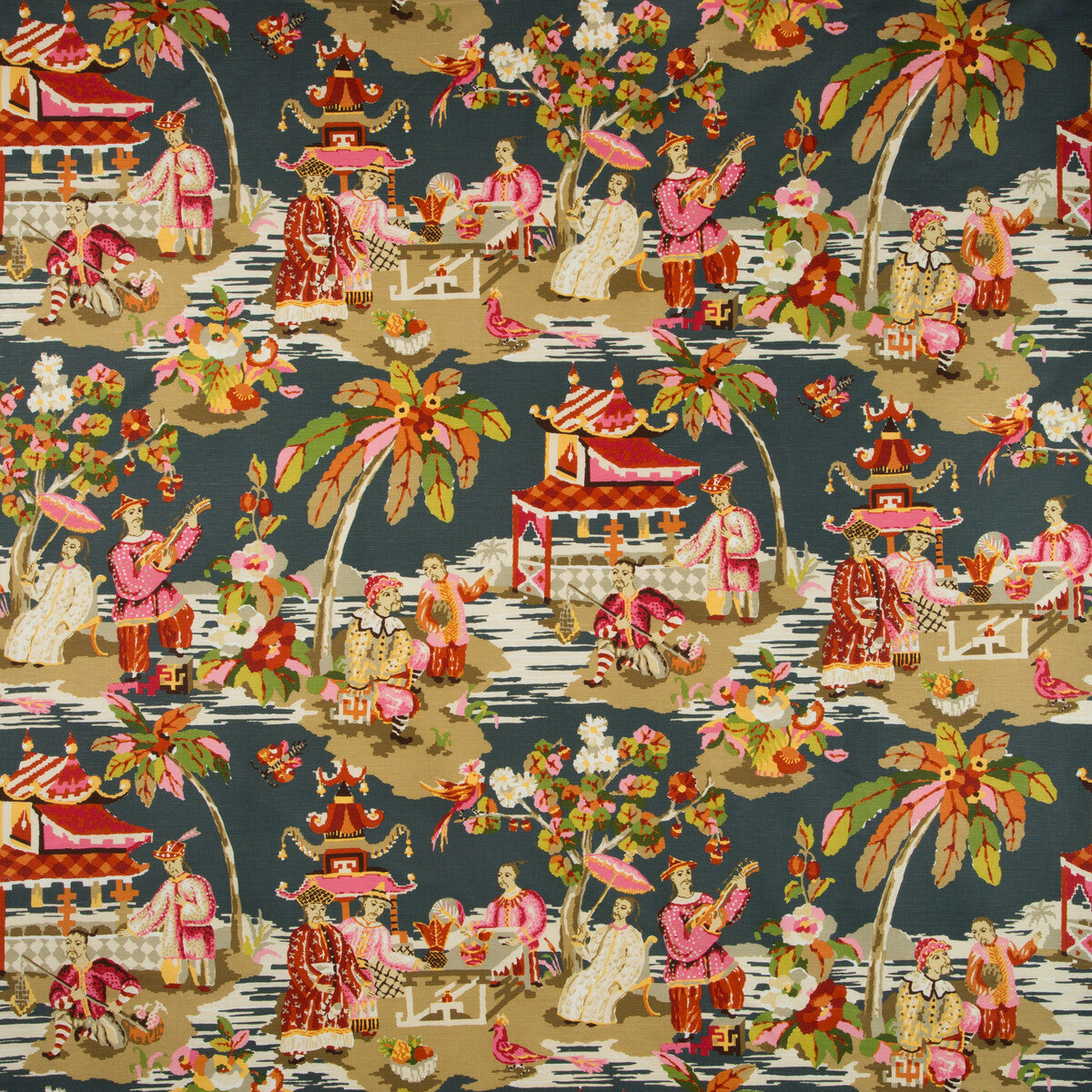 br-796011170-xian-linen-cotton-print-greypink-brunschwig-fils - BRUNSCHWIG & FILS Fabric