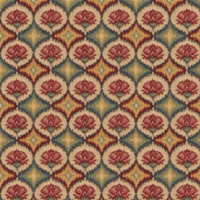 br-89438m120-fabienne-woven-tapestry-red-blue-brunschwig-fils - BRUNSCHWIG & FILS Fabric