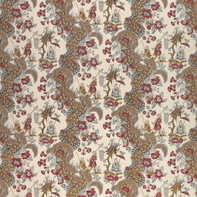 br-796572220-les-pecheurs-cotton-print-c-rimson-with-blue-brunschwig-fils - BRUNSCHWIG & FILS Fabric