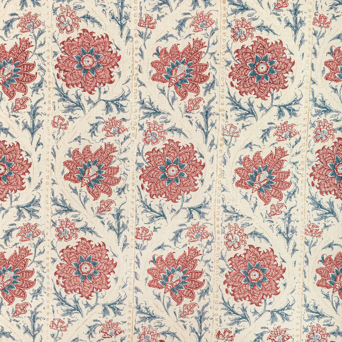 20221021950-calico-vine-blue-red-lee-jofa - LEE JOFA Fabric