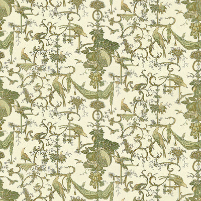 br-795004320-kininvie-cotton-print-leaf-on-white-brunschwig-fils - BRUNSCHWIG & FILS Fabric