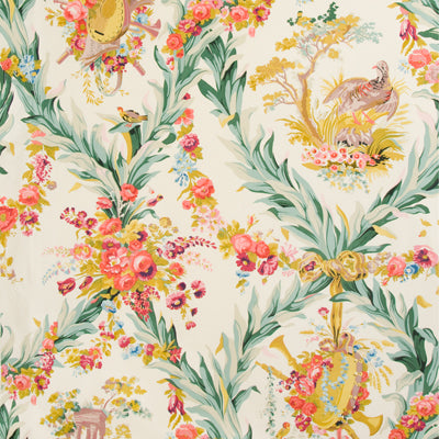 br-7034800-fontainebleau-glazed-chintz-red-green-and-gold-on-cream-brunschwig-fils - BRUNSCHWIG & FILS Fabric